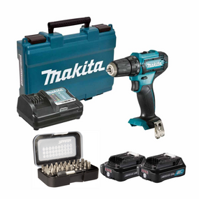 Шуруповерт аккумуляторный Makita DF333DWAE с набором бит Makita D-30667 (30 Нм, 0.8-10 мм, CXT)