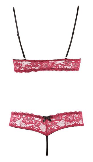 Червоний мереживний комплект білизни Bra Set L Sex Aura | Зображення 6