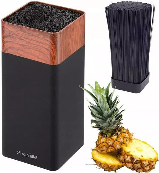 Підставка Kamille Acacia Black, колода для ножів 9.5х9.5х22см з поліпропіленовим наповнювачем | Зображення 1