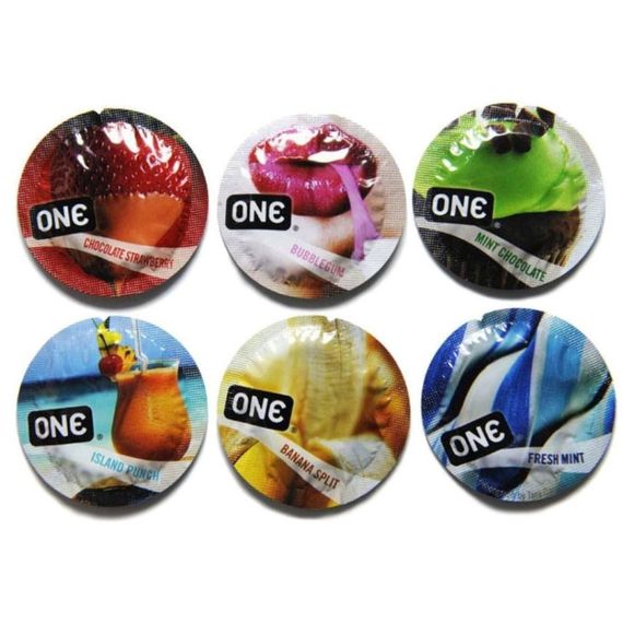Набір оральних різноманітних ароматизованих презервативів ONE Flavor Waves (ціна за упак., 100 шт) sexstyle