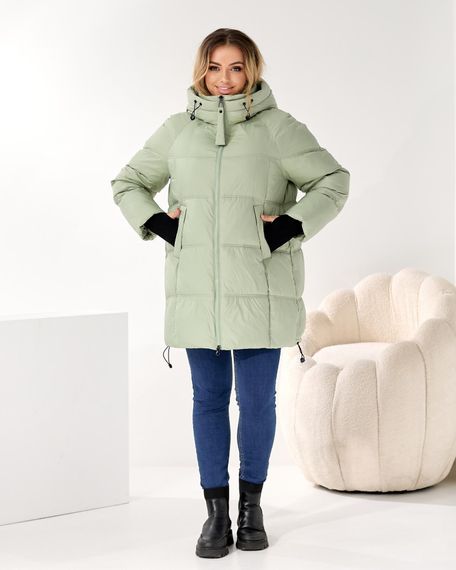 Зимова куртка великого розміру світло зеленого кольору | Зображення 4