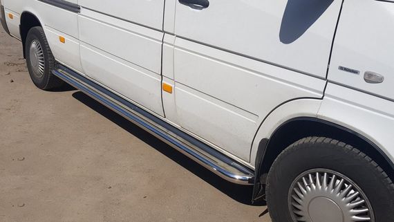 Бокові пороги Premium (2 шт., нерж.) Довга база, d42 для Volkswagen LT 1998-2024 рр | Зображення 3