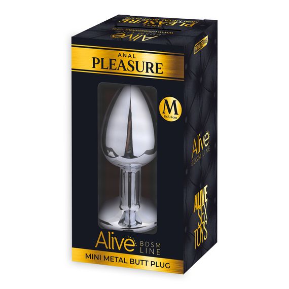 Металева анальна пробка з кристалом Alive Mini Metal Butt Plug White M | Зображення 1