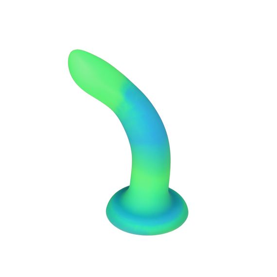 Фалоімітатор, що світиться в темряві, ADDICTION Rave 8″, Glow in the Dark Dildo Blue Green, 20,3 см | Зображення 1