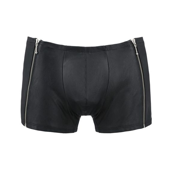 Чоловічі шкіряні боксери з блискавками Passion 049 SHORT MATT L/XL Black | Зображення 4