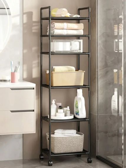 Полка этажерка TVT-02 6 ярусов 170х42х32см Черная