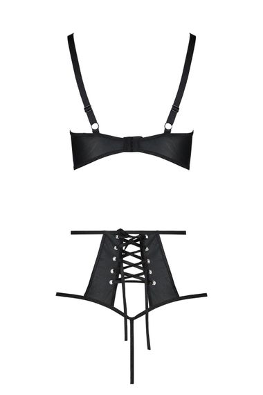 Комплект білизни Passion TASMINA SET S/M black, ліф, високі трусики з корсетом ззаду | Зображення 3