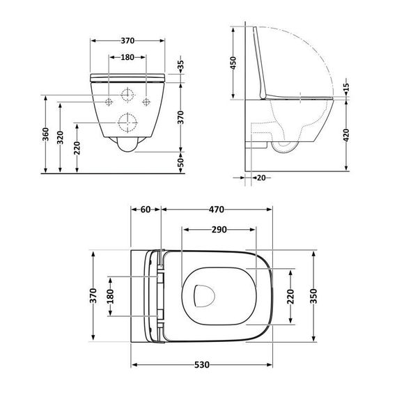 Унітаз підвісний Qtap Gemini безобідковий із сидінням Soft-close QT2533076EUQMB | Зображення 1