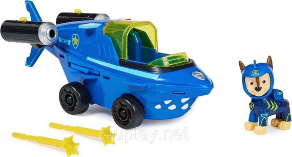 Щенячий Патруль рятувальна машина-трансформер човен Гончика Paw Patrol Aqua Pups Chase Transforming Shark | Зображення 4