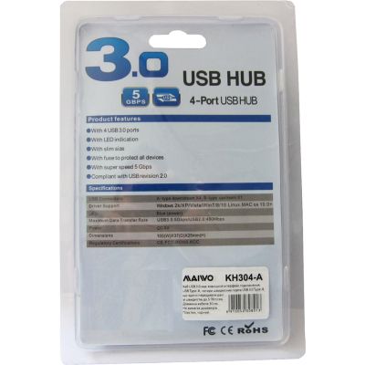 Концентратор Maiwo USB Type-A to 4х USB3.0 30cm (KH304-A) (KH304-A) | Зображення 6