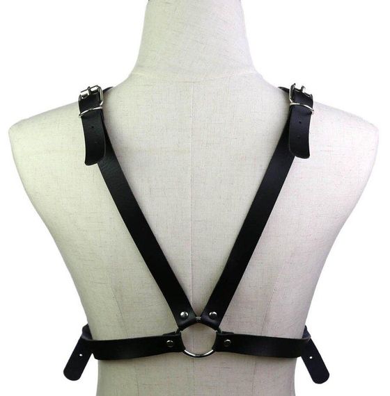 Портупея зі штучної шкіри з фіксатором Women's PU Leather Chest Harness Caged bra WHITE Sex Aura | Зображення 3