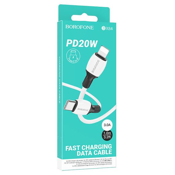 Дата кабель Borofone BX84 Rise Type-C to Lightning 20W (1m) White | Зображення 2