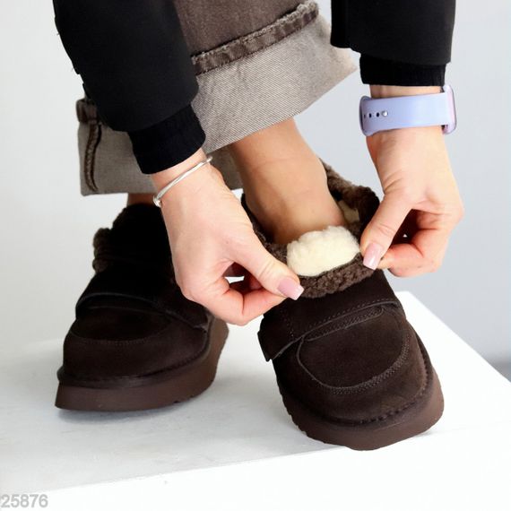 Молодежные дизайнерские зимние автоледи натуралки на липучке цвет Шоколад | Зображення 5