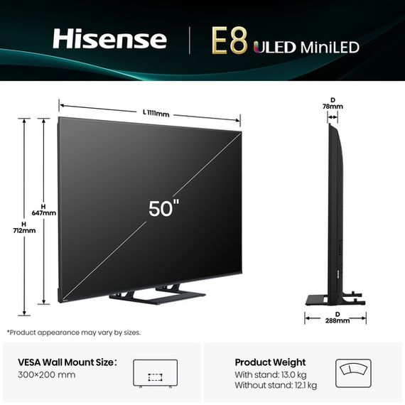 LED-телевізор Hisense 50E8Q | Зображення 2