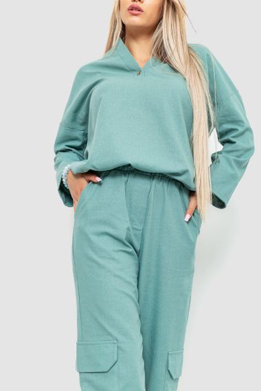 Костюм женский свободного кроя  цвет оливковый 115R0530-1 | Зображення 1