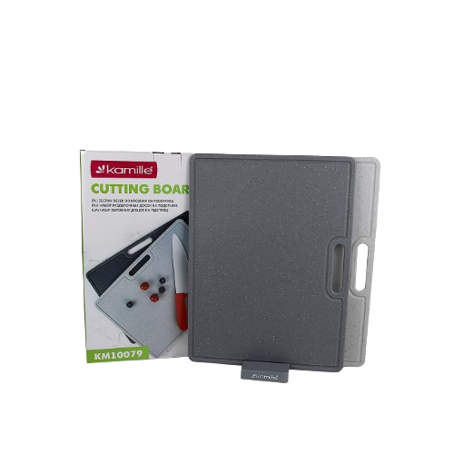 Набір обробних дощечок на підставці (2 дощечки+підставка) сірий 40*30*0,6см | Зображення 1