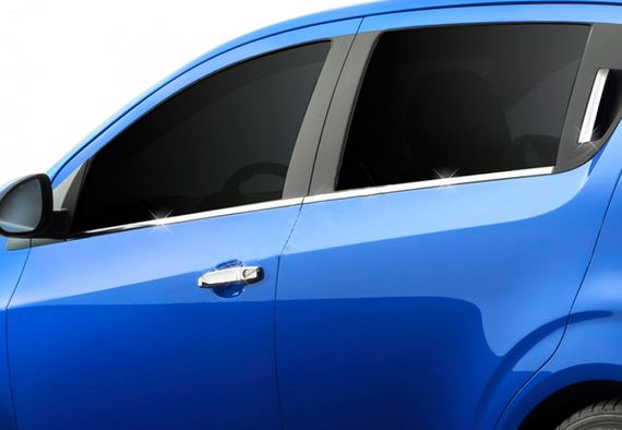 Нижні молдинги стекол (нерж) Hatchback, OmsaLine - Італійська нержавійка для Chevrolet Aveo T300 2011-2024 рр | Зображення 1