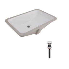 Комплект Qtap Stork: Раковина врізна прамокутна 535x365x190 мм White + Донний клапан PU02O