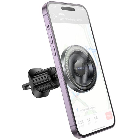 Автотримач Borofone BH122 Profit ring magnetic (air outlet) Black / Metal gray | Зображення 2