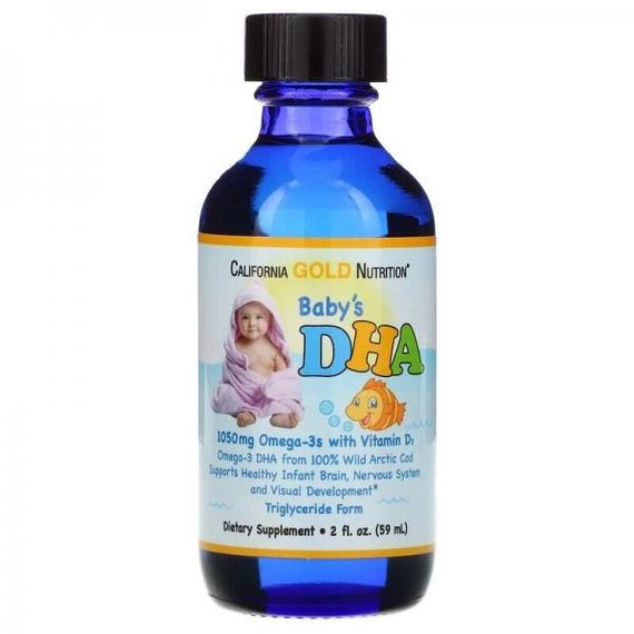 Омега 3 California Gold Nutrition Baby's DHA, Omega-3s with Vitamin D3 59 ml | Зображення 1