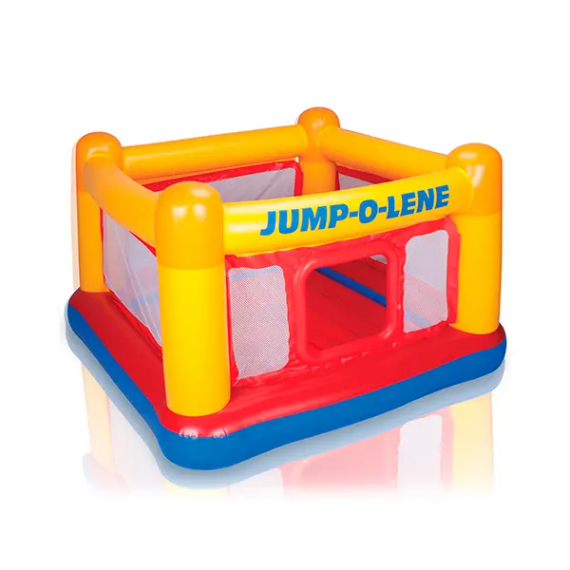 Дитячий батут 48260 INTEX 174-174-112см, 3-6років, до 54кг, для 2-х дітей, надувна підлога, ремкомплект