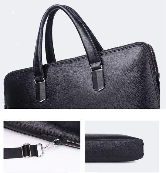 Шкіряна чоловіча ділова сумка-портфель портфель для ноутбука чорний Tiding Bag 64028 | Зображення 8