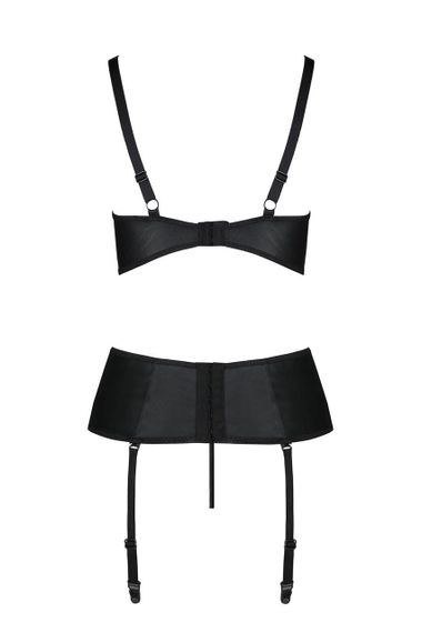 Корсет з відкритими грудьми Passion JANNIES CORSET XXL/XXXL black, стрінги в наборі | Зображення 3