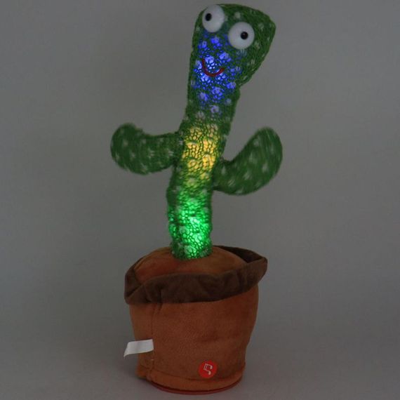 Танцюючий співаючий кактус 34см, 58 пісень з підсвічуванням, Dancing Cactus / Музична іграшка повторюшка / М'яка іграшка для дітей | Зображення 4