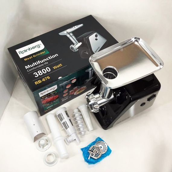 Мясорубка компактная Rainberg RB-676 3800W, Домашняя электромясорубка, Мясорубка-шинковка-терка YN-51 | Зображення 8