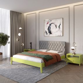 Односпальне дерев&#039;яне ліжко Mebigrand Венеція ДК Лайм (S3050G70Y)/Аляска 93 (Сірий) 80х190 см (MBG-5616)