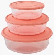 Набір контейнерів для харчових продуктів круглий 3 в 1 прозорий/абрикосовий Алеана