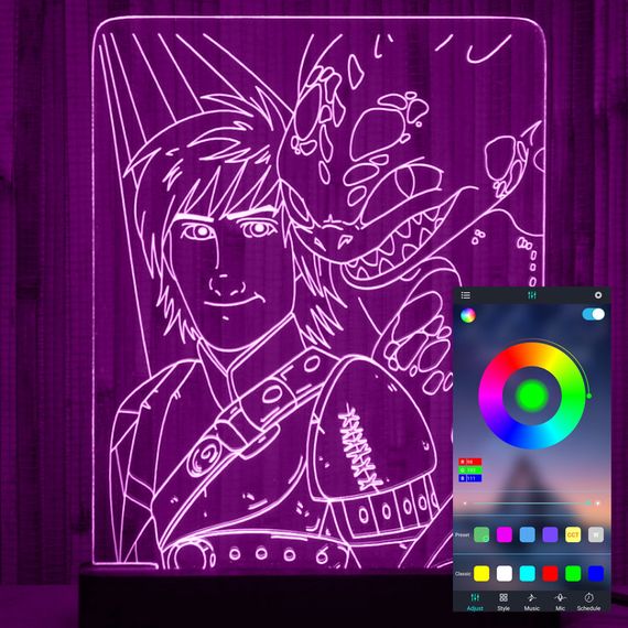 Акриловий світильник-нічник керування з телефона Приборкати Дракона tty-n000746