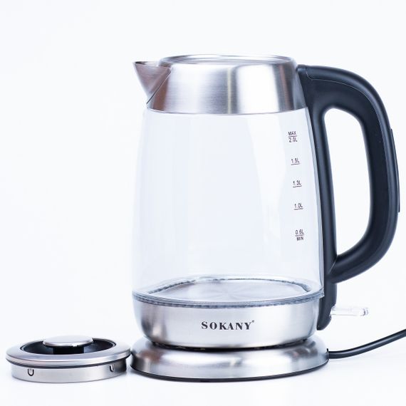 Електрочайник Sokany SK-SH-1069 Electric Kettle 2000W 2l прозорий чайник | Зображення 1