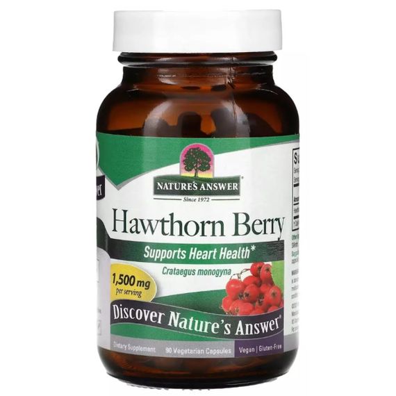 Комплекс для профілактики нервової системи Nature's Answer Hawthorn Berry 1500 mg 90 Veg Caps