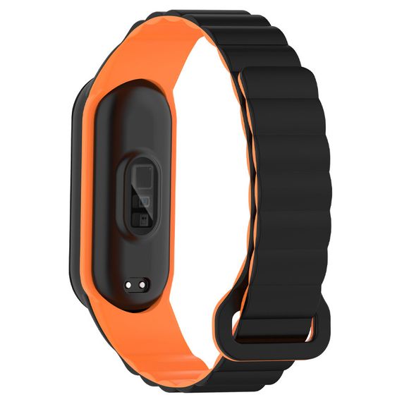 Ремінець Dual-color Magnetic для Xiaomi Mi Band 7/6/5/4/3 Black / Orange | Зображення 1