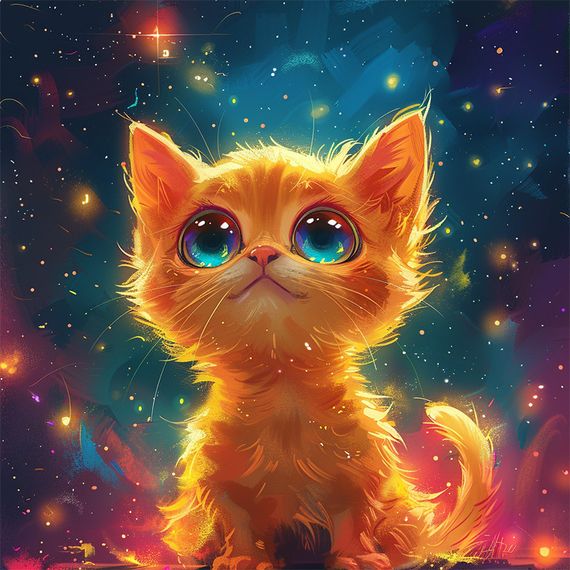 Алмазная мозаика "Голубоглазый котенок" BH009 неполная выкладка 25х25 см | Зображення 1