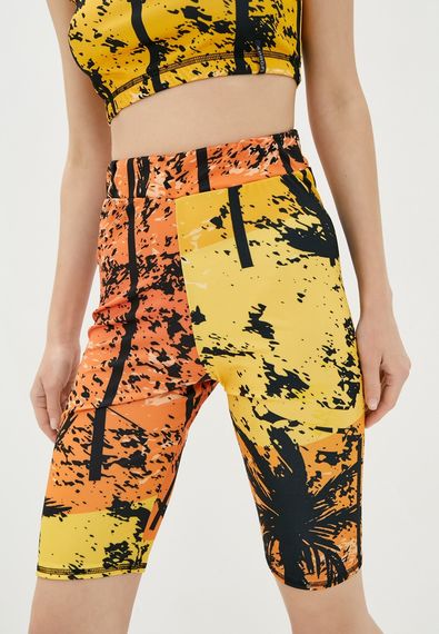 Спортивні шорти велосипедки  4Profi з принтом "Тропік" помаранчевий розмір XL дайвінг 18712