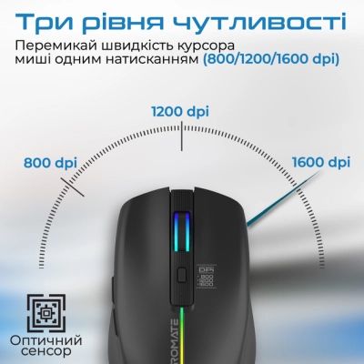 Мышка Promate Kitt Wireless Black (kitt.black) | Зображення 2