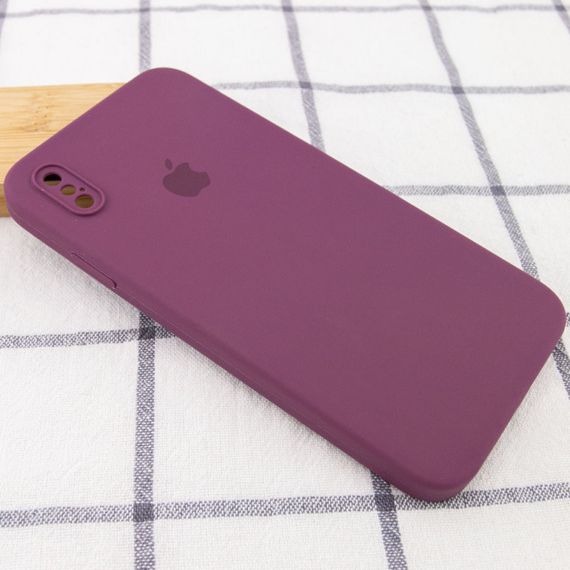 Чехол Silicone Case Square Full Camera Protective (AA) для Apple iPhone XS / X (5.8") Червоний / Red Салатовий/Neon green | Зображення 1
