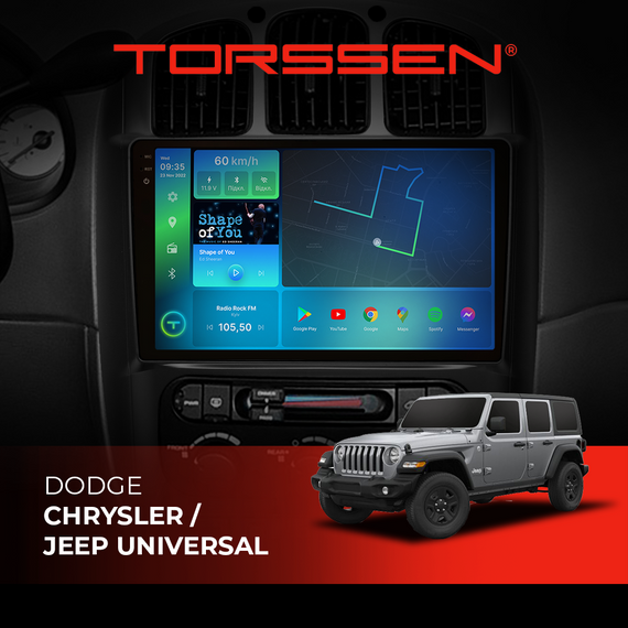 Штатна магнітола Torssen 2K Dodge/Chrysler/Jeep universal F106128 4G Carplay DSP