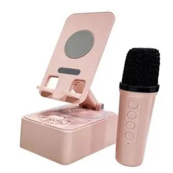 Підставка для телефону з мікрофоном караоке Microphone speaker set K18 Рожевий