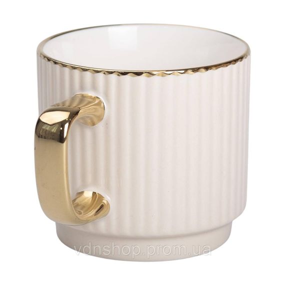 Чашка порцелянова із золотим обідком і золотою ручкою 300 (мл) Бежева RX-N231129BE | Зображення 1
