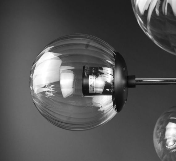 Люстра стельова на 6 лампочок 26195 Чорний 28х72х72 см. | Зображення 4