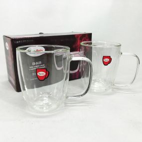 Скляні чашки для напоїв з подвійними стінками Con Brio СВ-8435-2, 2шт, 350мл, Чашки для кави подвійні LC-28