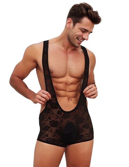 Мужской комбинезон-шорты Star Night кружевной, черный, XL sexstyle | Зображення 4