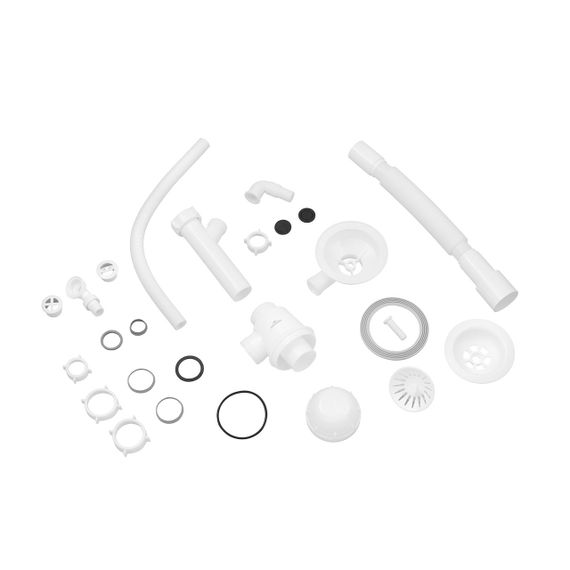 Сифон для кухонної мийки Kroner KRP KS02R-1WHI 3 1/2"х40/50 мм з відводом для пральної машини, з круглим перел | Зображення 2