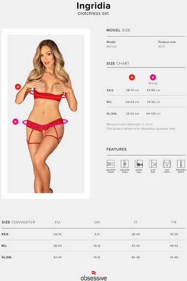 Відкритий комплект Obsessive Ingridia set Червоний XL/2XL | Зображення 6