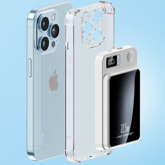 Магнітний бездротовий повербанк 10000 mAh MagSafe 22.5 W /15 W, портативний павербанк 1,9 см, Чорний | Зображення 3