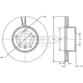 Диск тормозной передний BMW 3 E90/E91/E92 04-12/ X1 E84 09-15 (312x24), TX 72-78