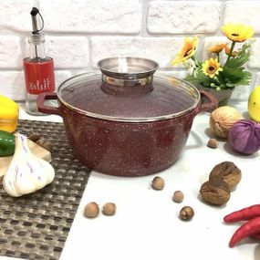 Каструля кругла з антипригарним покриттям з кришкою 28 см 6,63 л Червона
